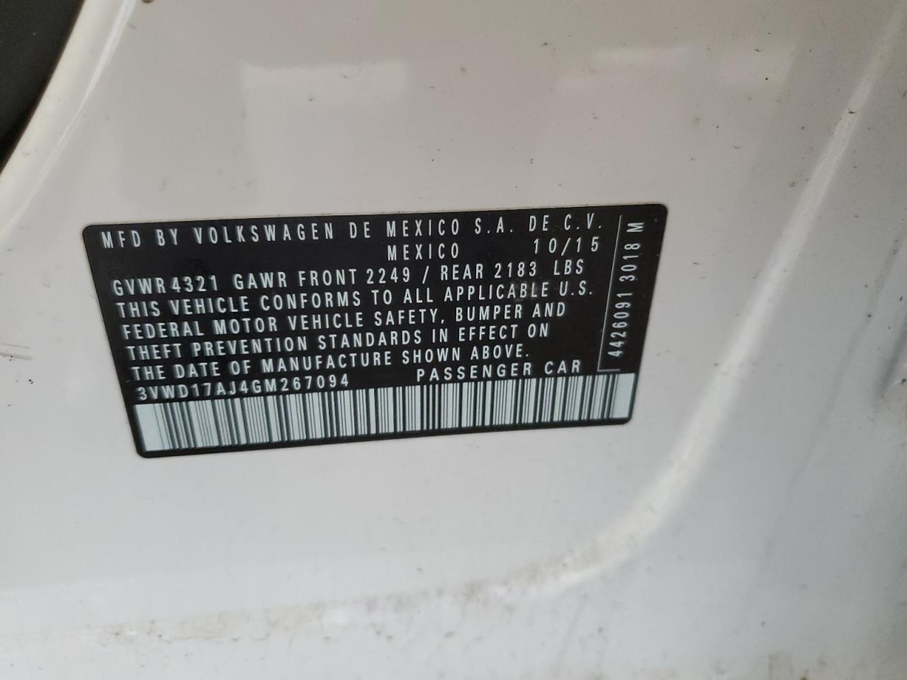 3VWD17AJ4GM267094 2016 Volkswagen Jetta Sport