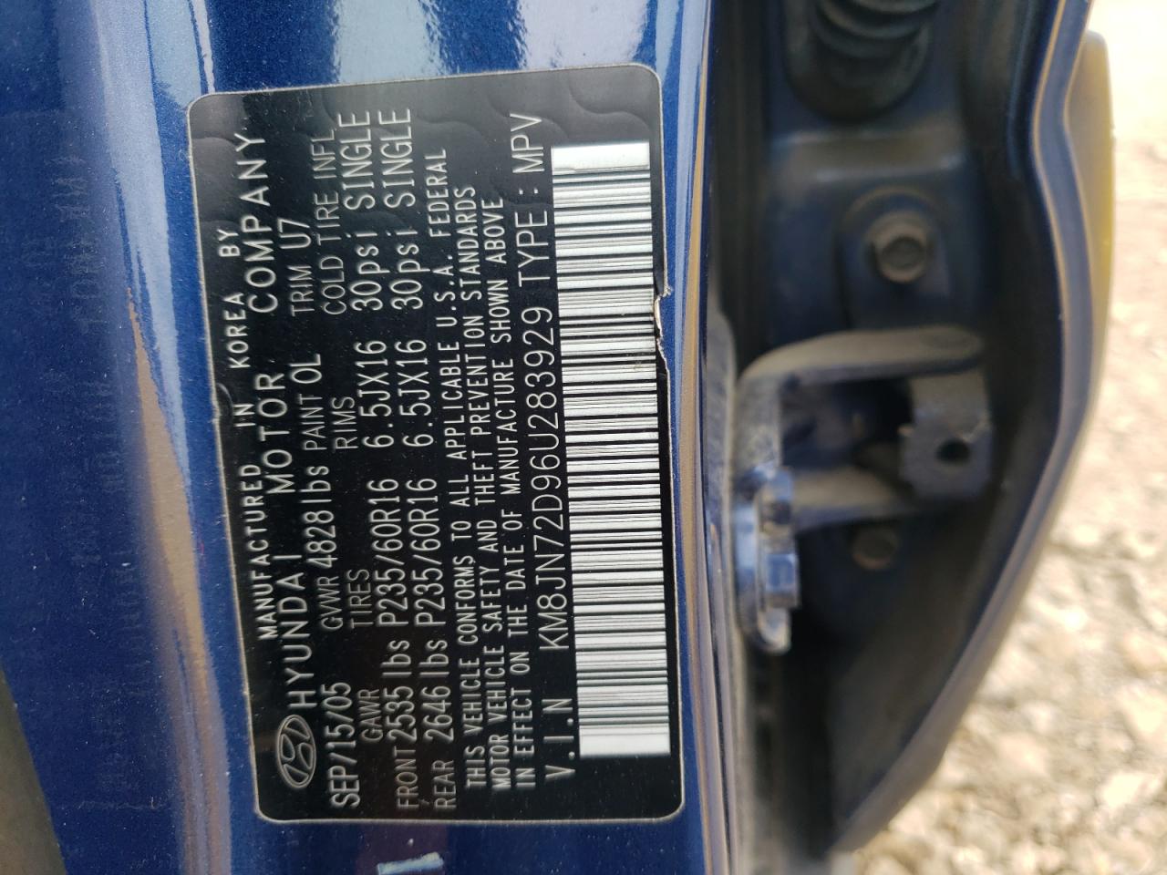 KM8JN72D96U283929 2006 Hyundai Tucson Gls