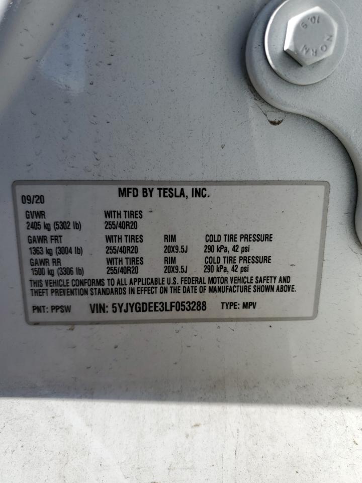 5YJYGDEE3LF053288 2020 Tesla Model Y