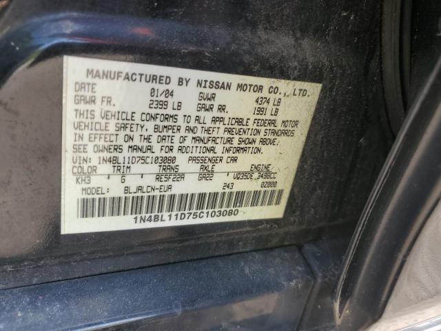 2005 Nissan Altima Se VIN: 1N4BL11D75C103080 Lot: 53860904