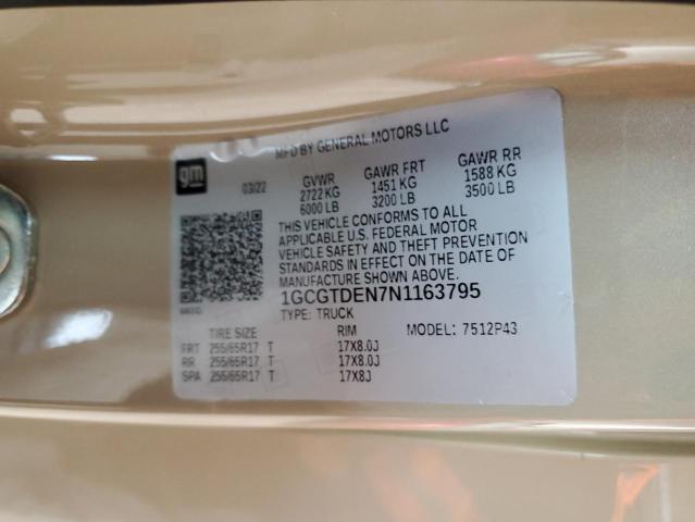 2022 CHEVROLET COLORADO Z - 1GCGTDEN7N1163795