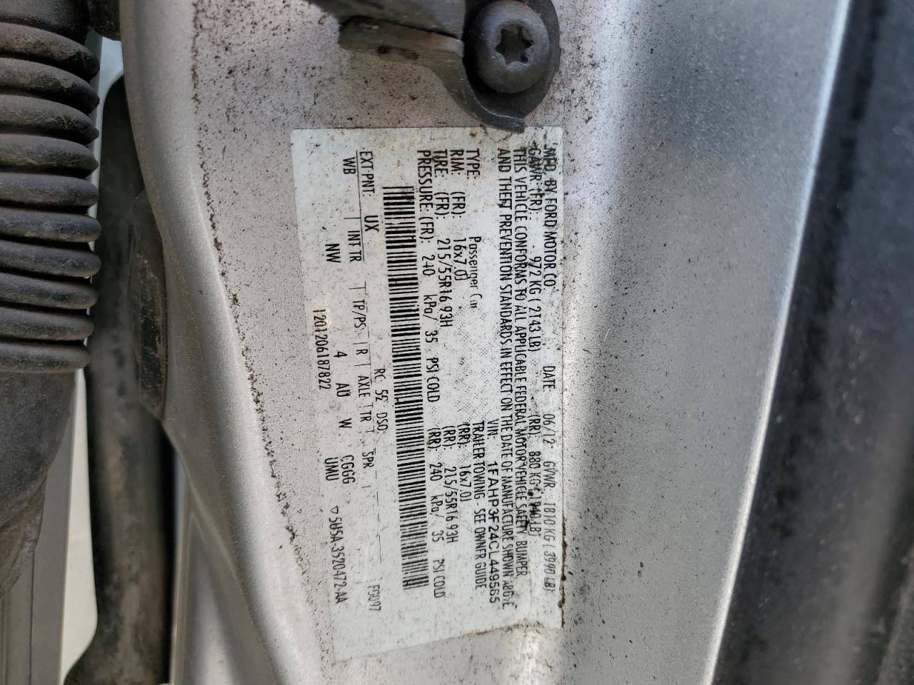 1FAHP3F24CL449585 2012 Ford Focus Se