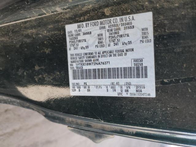 2002 Ford F150 VIN: 1FTRX18W72NA76371 Lot: 57160524