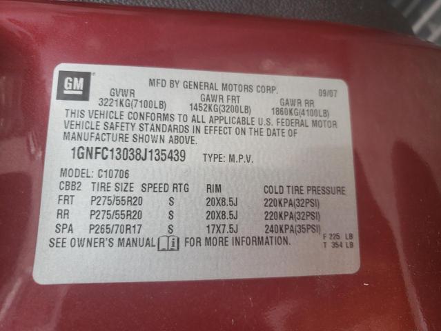 2008 Chevrolet Tahoe C1500 VIN: 1GNFC13038J135439 Lot: 55485204