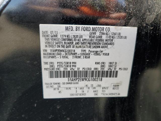 2012 Ford Taurus Sel VIN: 1FAHP2EW9CG100218 Lot: 55472314