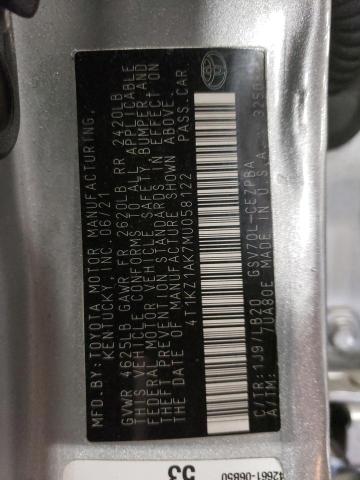 2021 Toyota Camry Trd VIN: 4T1KZ1AK7MU058122 Lot: 53801534