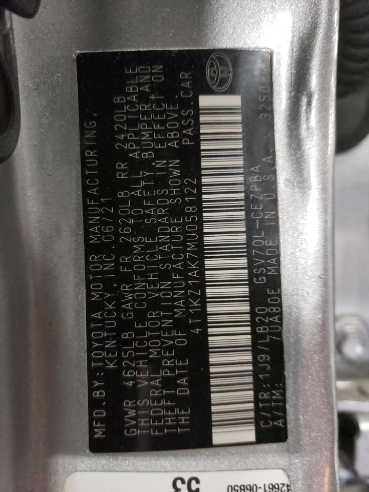 4T1KZ1AK7MU058122 2021 Toyota Camry Trd