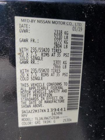 2019 Nissan Murano S VIN: 5N1AZ2MJ7KN139441 Lot: 57021994