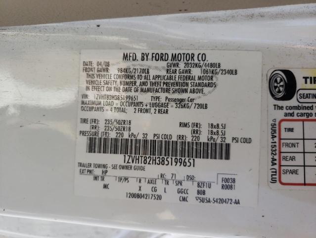 2008 Ford Mustang Gt VIN: 1ZVHT82H385199651 Lot: 55174304