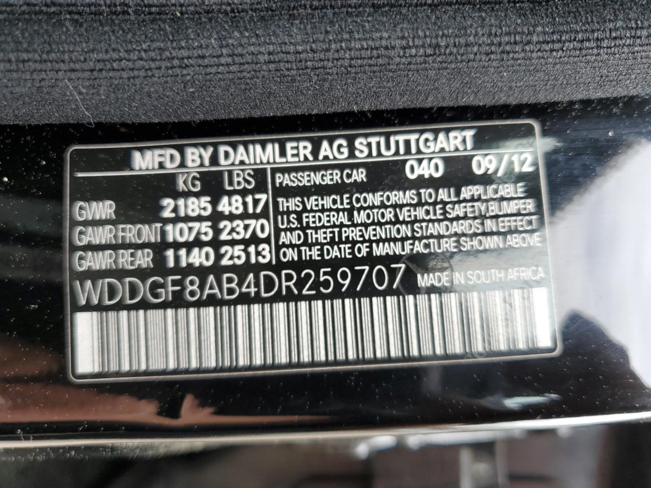 WDDGF8AB4DR259707 2013 Mercedes-Benz C 300 4Matic