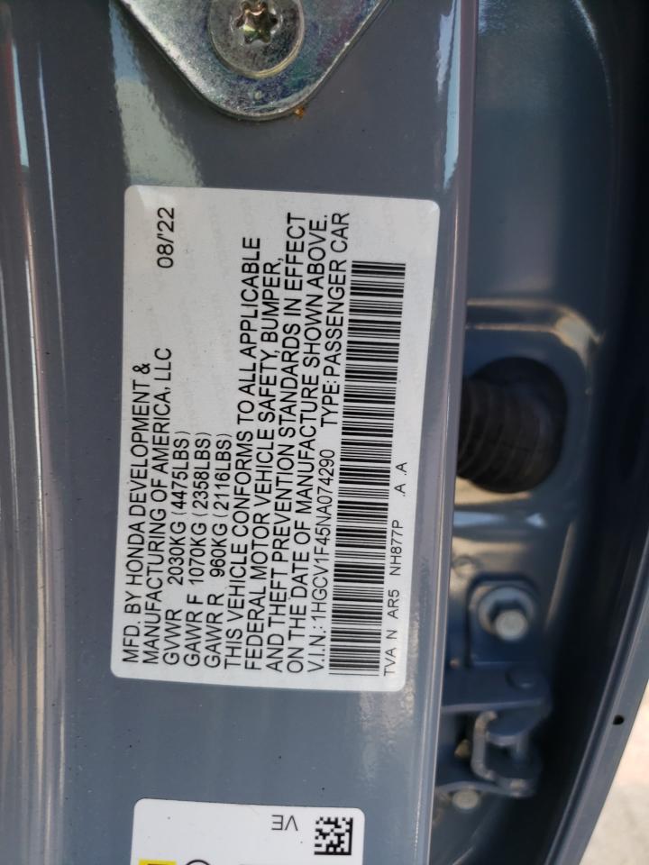 1HGCV1F45NA074290 2022 Honda Accord Sport Se