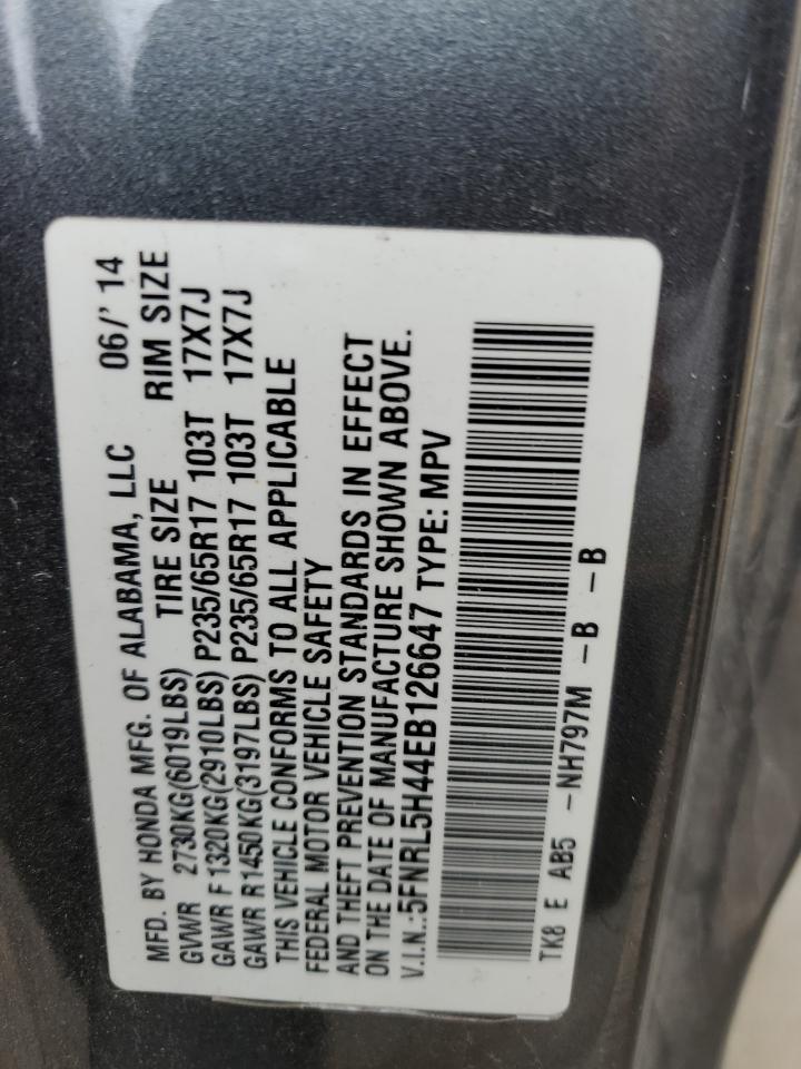 5FNRL5H44EB126647 2014 Honda Odyssey Ex