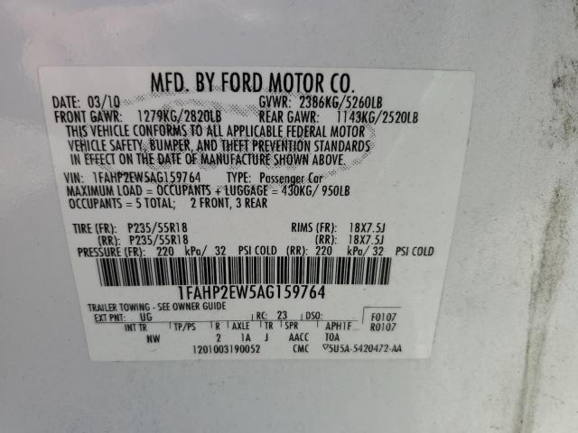 2010 Ford Taurus Sel VIN: 1FAHP2EW5AG159764 Lot: 55821034