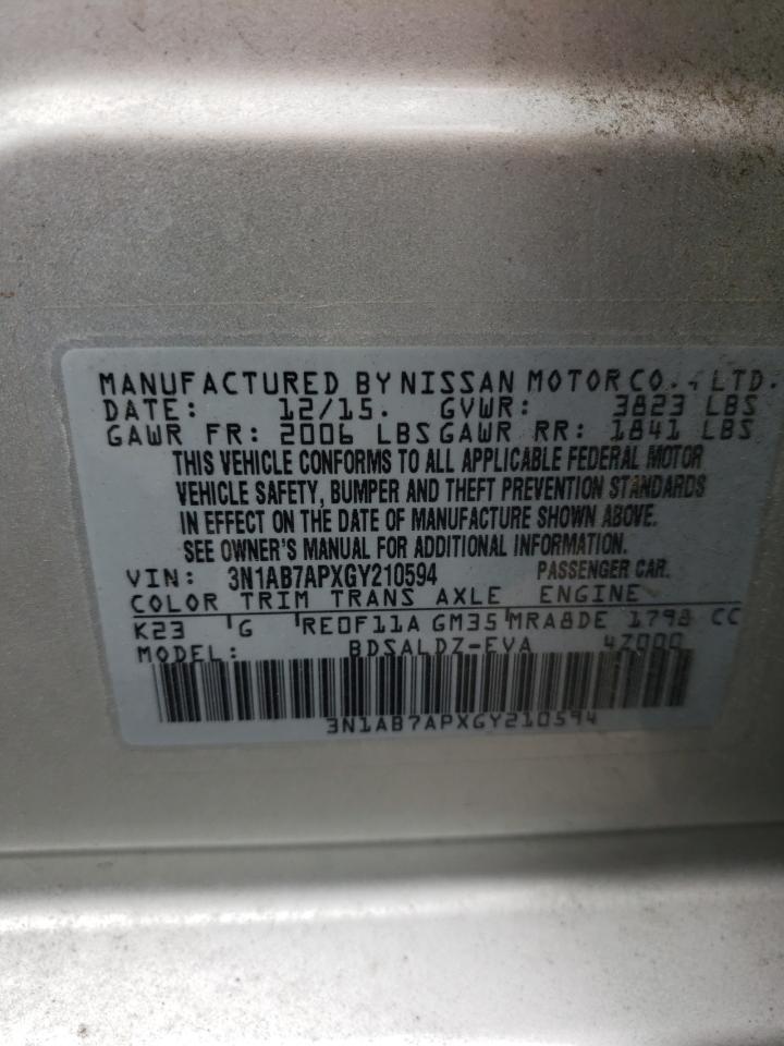 3N1AB7APXGY210594 2016 Nissan Sentra S