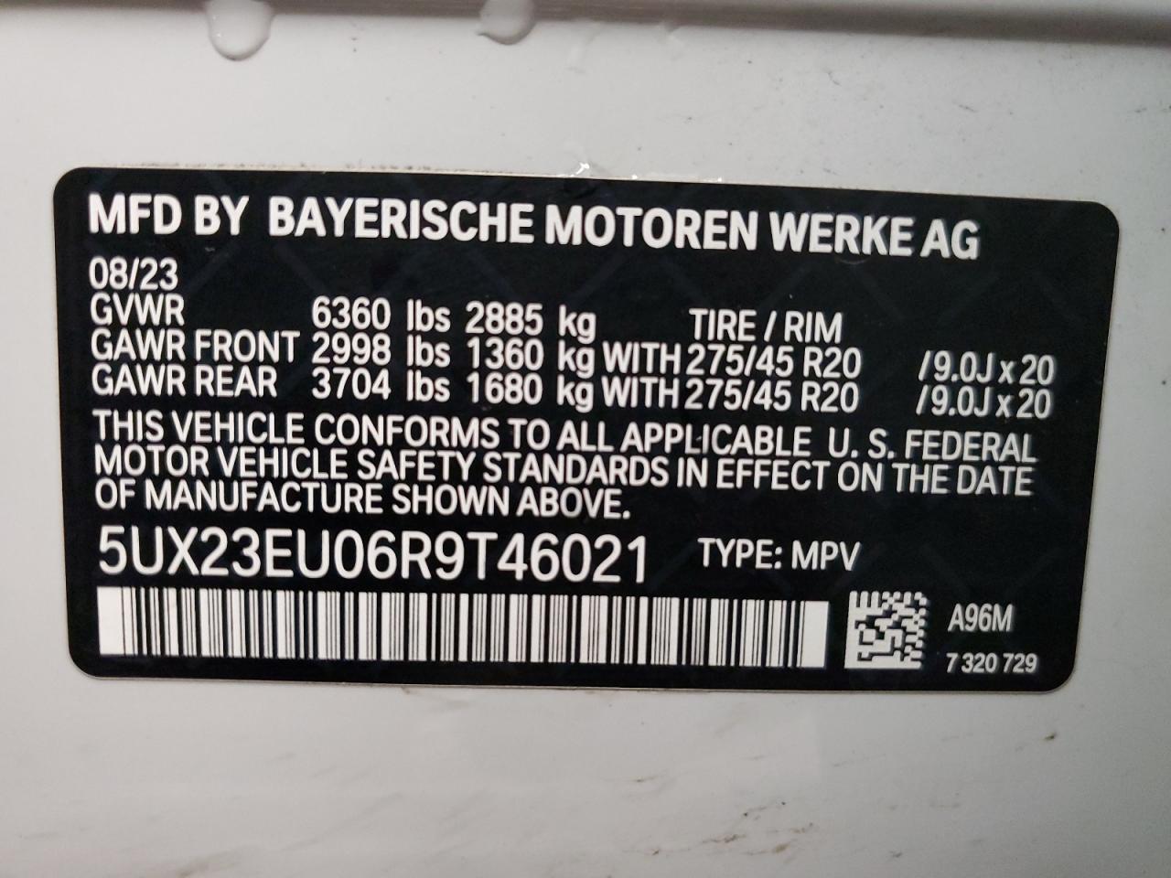 5UX23EU06R9T46021 2024 BMW X5 xDrive40I