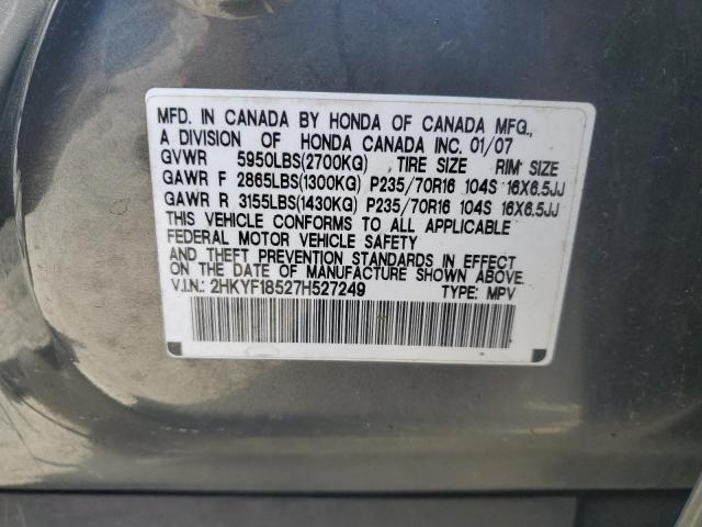 2007 Honda Pilot Exl VIN: 2HKYF18527H527249 Lot: 55952244