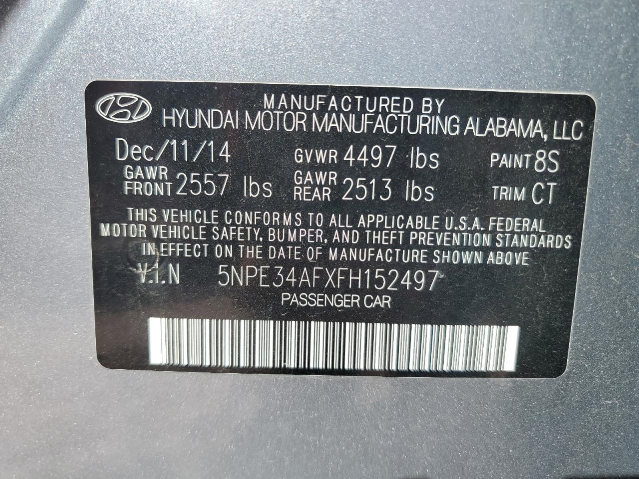 5NPE34AFXFH152497 2015 Hyundai Sonata Sport