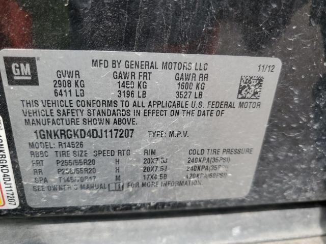 2013 Chevrolet Traverse Lt VIN: 1GNKRGKD4DJ117207 Lot: 56820194