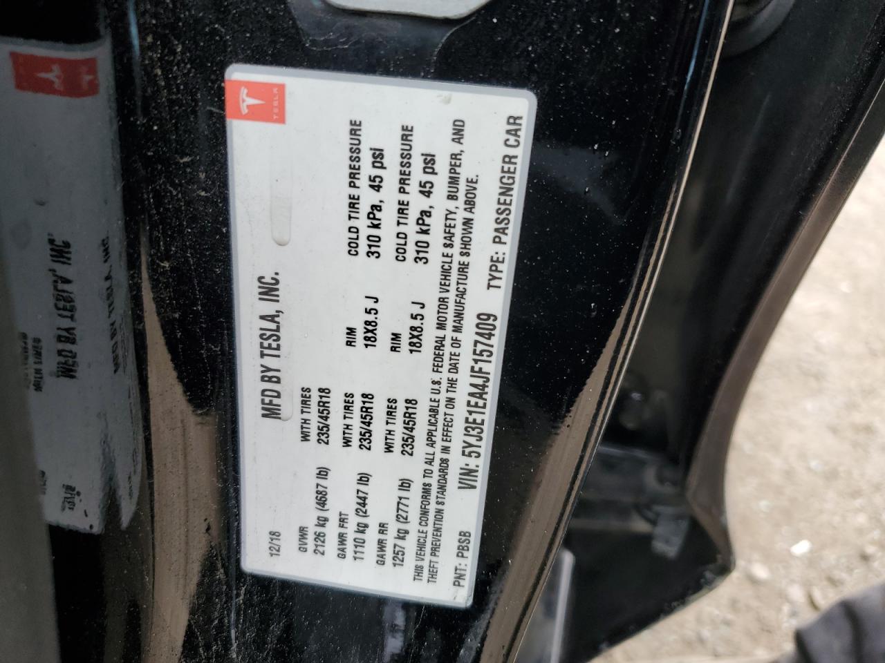 5YJ3E1EA4JF157409 2018 Tesla Model 3