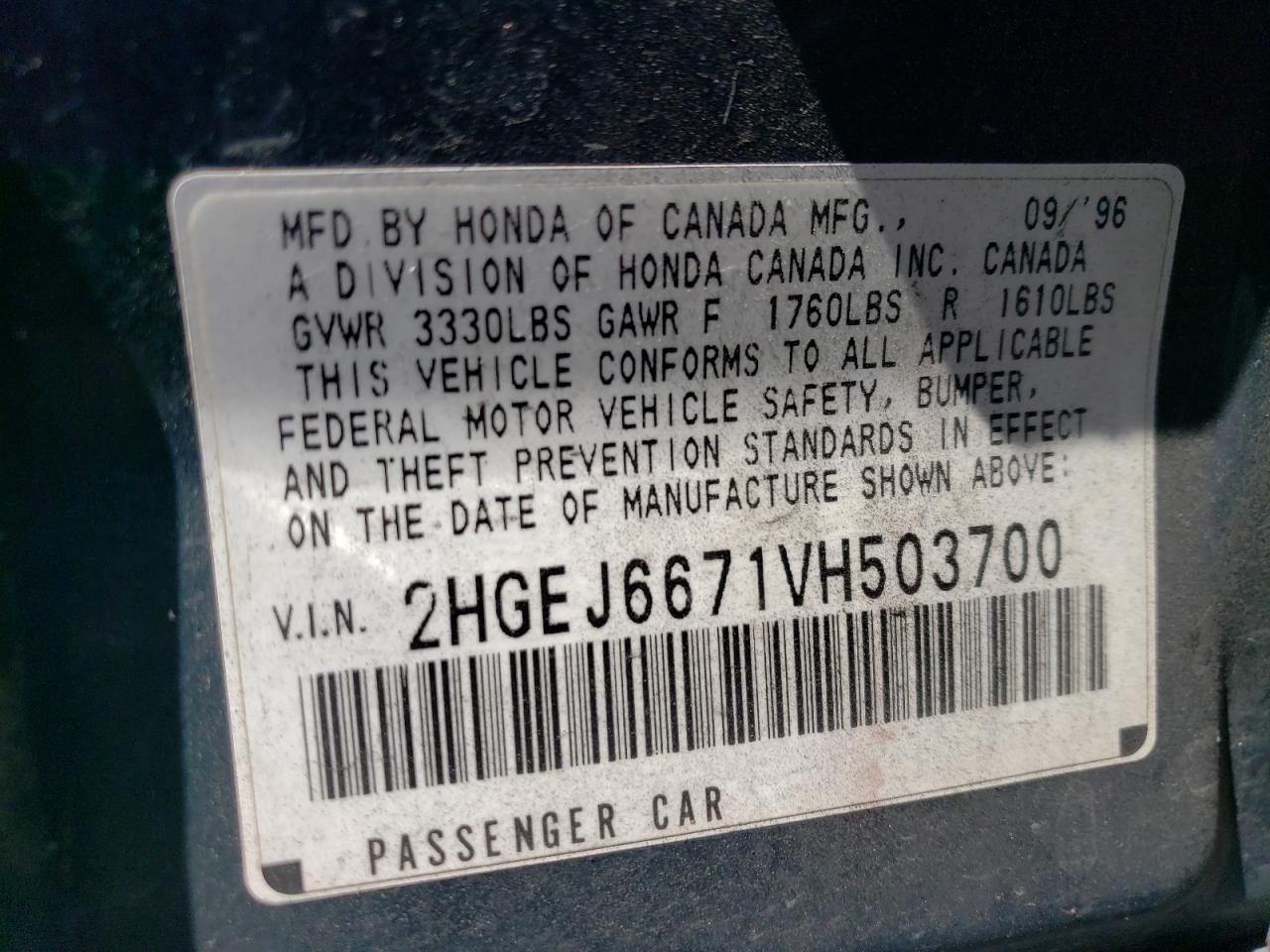 2HGEJ6671VH503700 1997 Honda Civic Lx