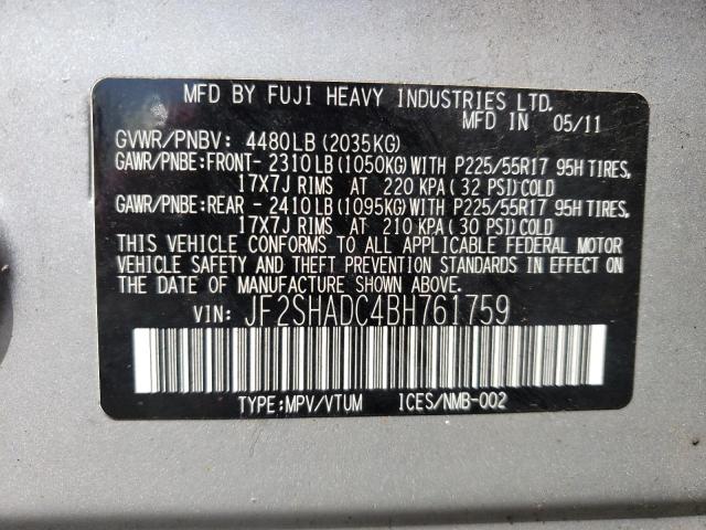 2011 Subaru Forester 2.5X Premium VIN: JF2SHADC4BH761759 Lot: 53059724