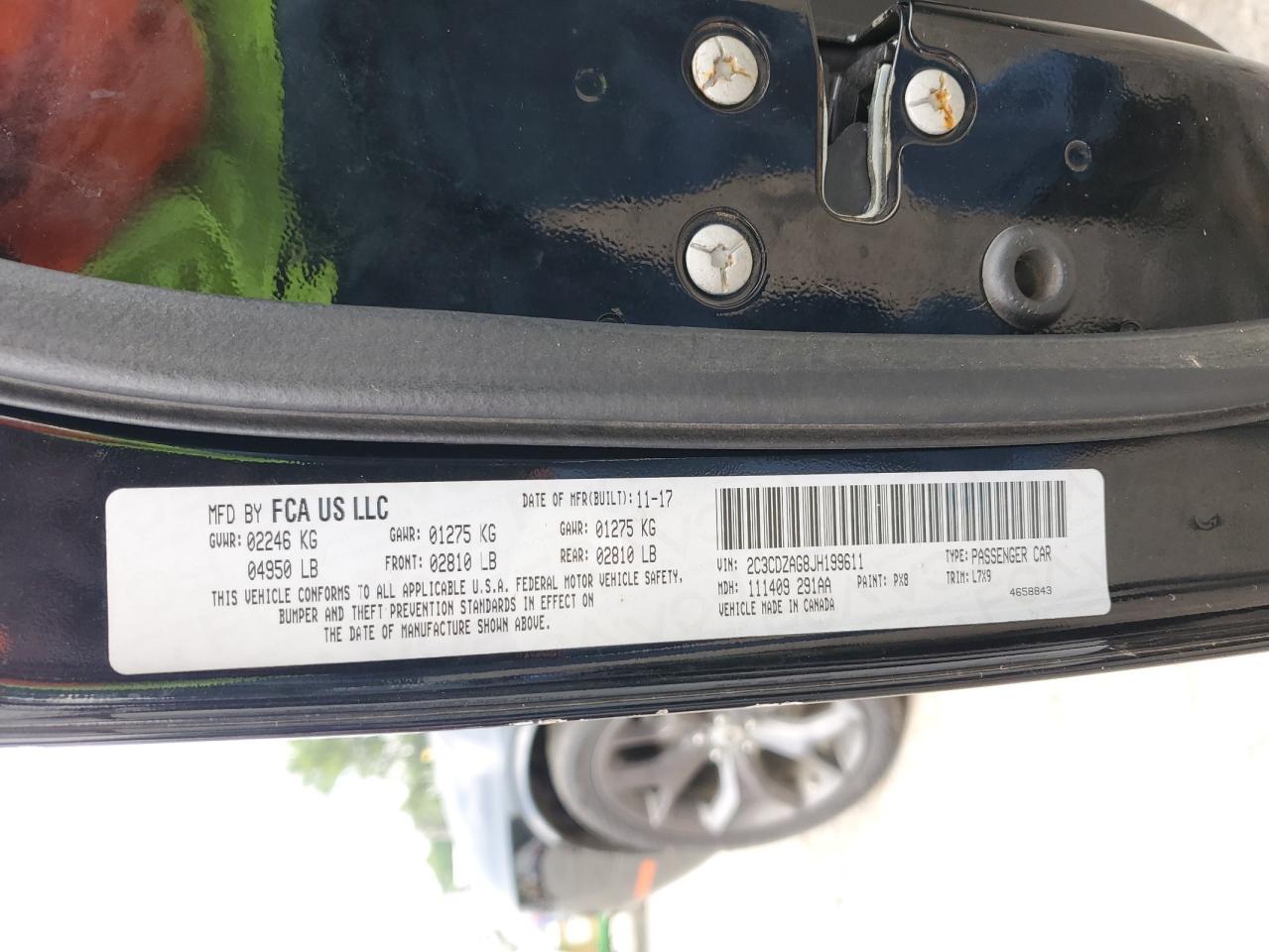 2C3CDZAG8JH199611 2018 Dodge Challenger Sxt