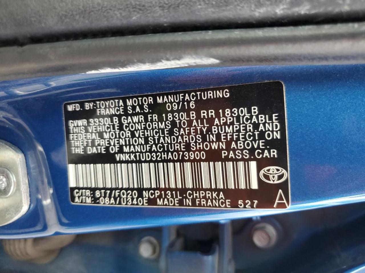 VNKKTUD32HA073900 2017 Toyota Yaris L