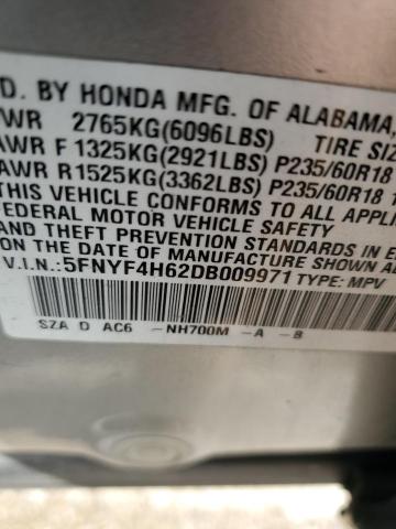 2013 HONDA PILOT EXL 5FNYF4H62DB009971  57135004