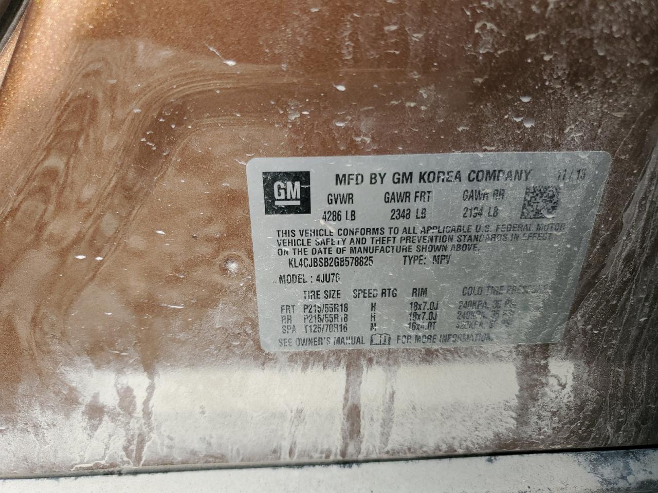 KL4CJBSB2GB578825 2016 Buick Encore Convenience