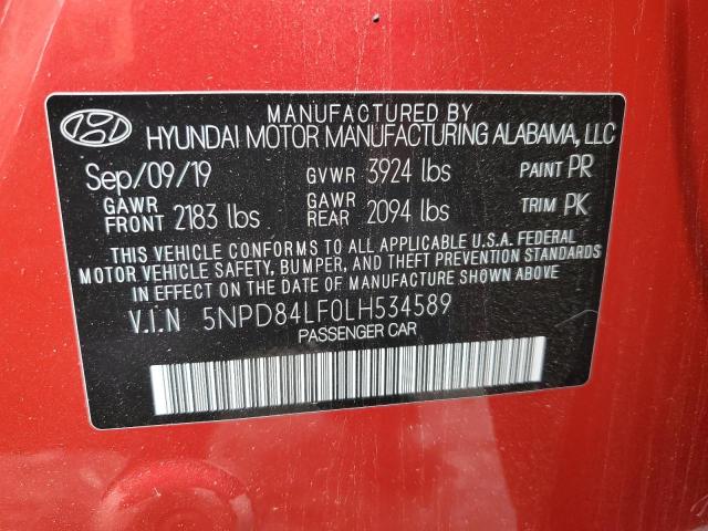 2020 Hyundai Elantra Sel VIN: 5NPD84LF0LH534589 Lot: 54194294