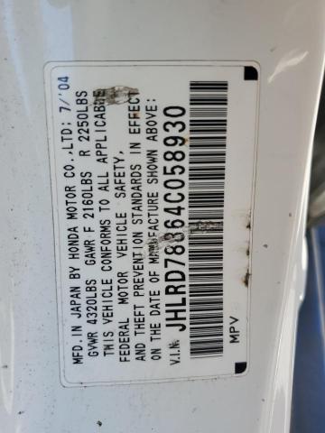 2004 Honda Cr-V Ex VIN: JHLRD78864C058930 Lot: 54399114