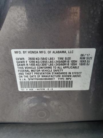 2017 Honda Pilot Exl VIN: 5FNYF6H66HB048077 Lot: 54557984