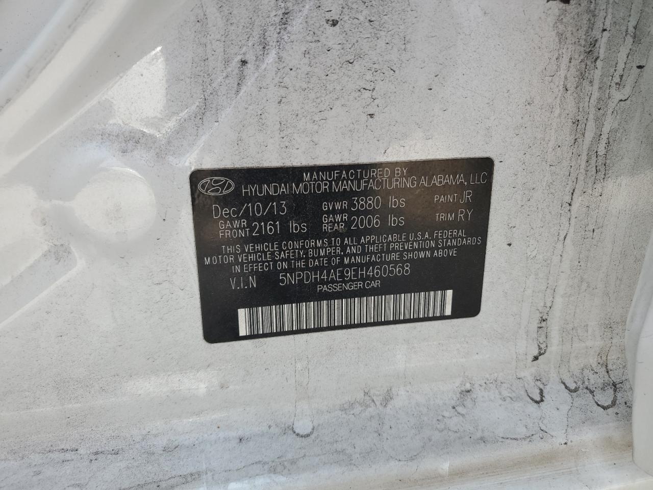 5NPDH4AE9EH460568 2014 Hyundai Elantra Se