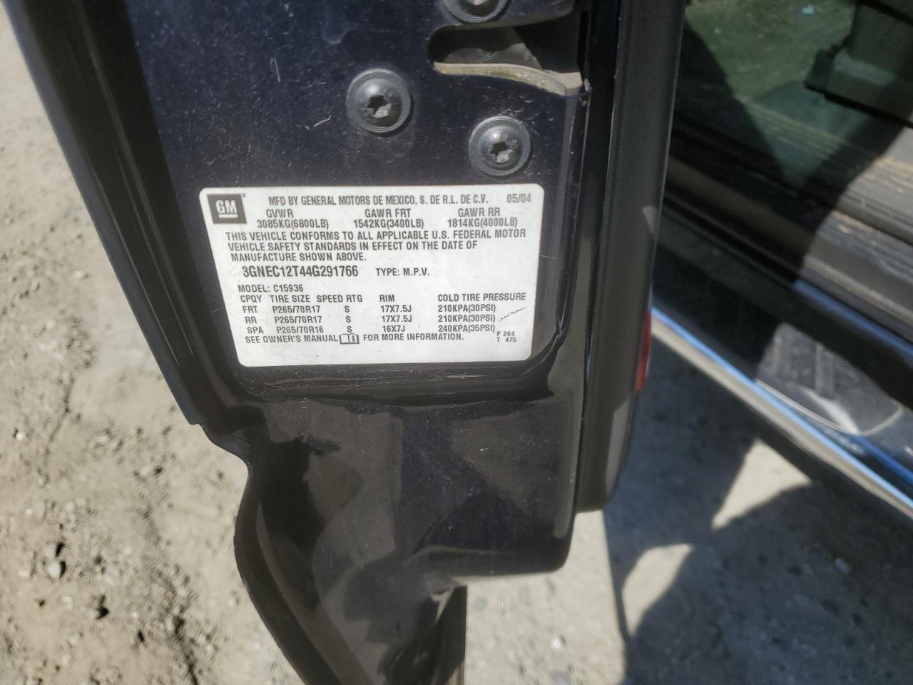 3GNEC12T44G291766 2004 Chevrolet Avalanche C1500
