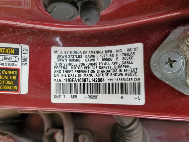 2007 Honda Civic Ex VIN: 1HGFA16897L142884 Lot: 54331244