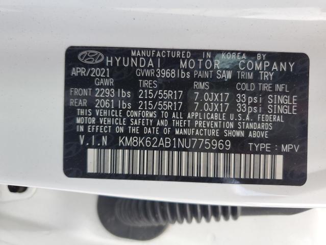 2022 Hyundai Kona Sel VIN: KM8K62AB1NU775969 Lot: 54072674