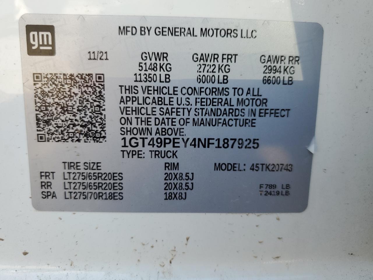 1GT49PEY4NF187925 2022 GMC Sierra K2500 At4