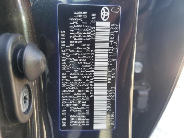 2022 TOYOTA COROLLA LE - 5YFEPMAE5NP289232