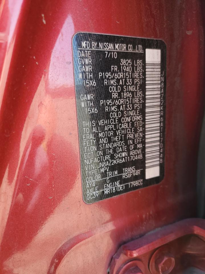 JN8AZ2KR6AT170448 2010 Nissan Cube Base