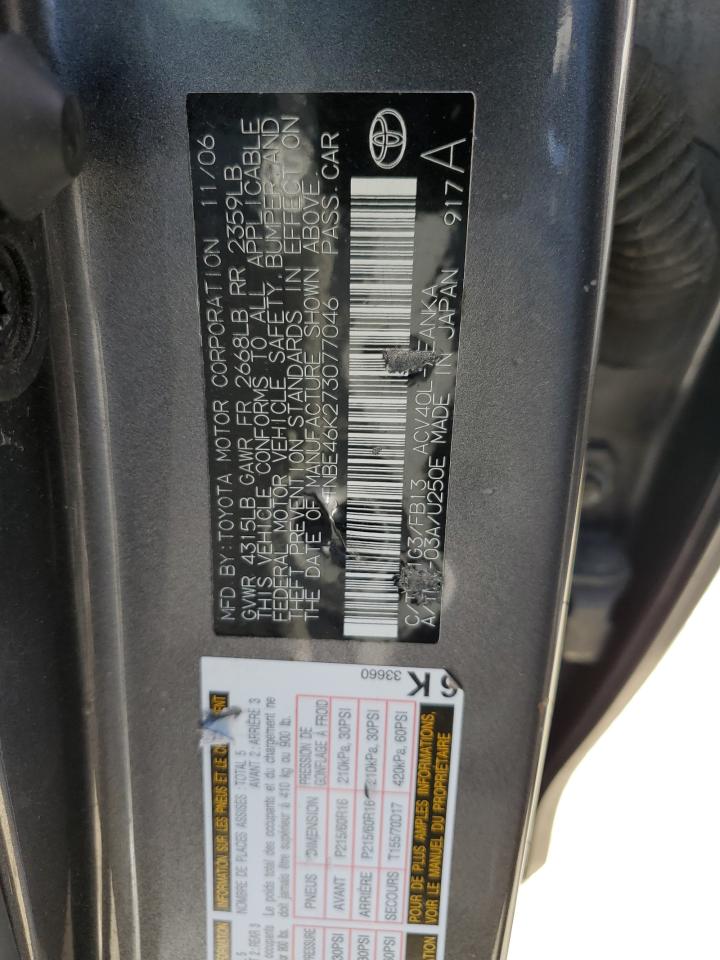 JTNBE46K273077046 2007 Toyota Camry Ce