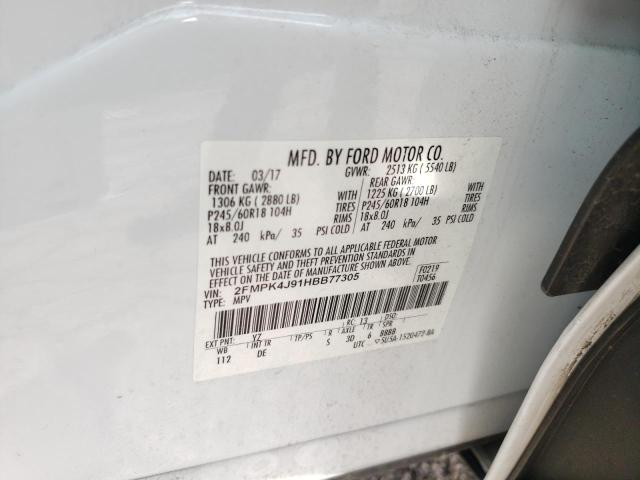 2017 Ford Edge Sel VIN: 2FMPK4J91HBB77305 Lot: 53405104