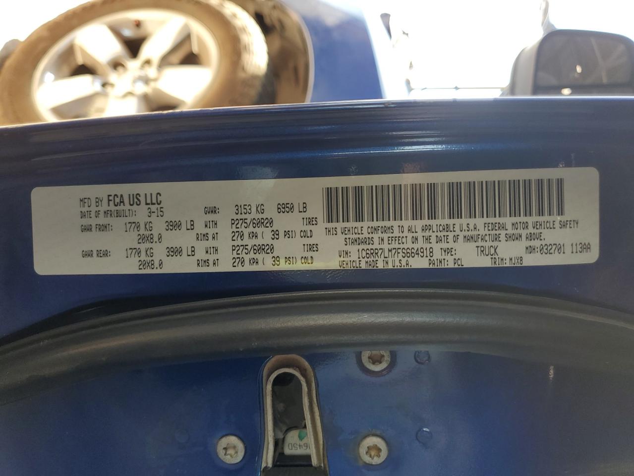 1C6RR7LM7FS664918 2015 Ram 1500 Slt