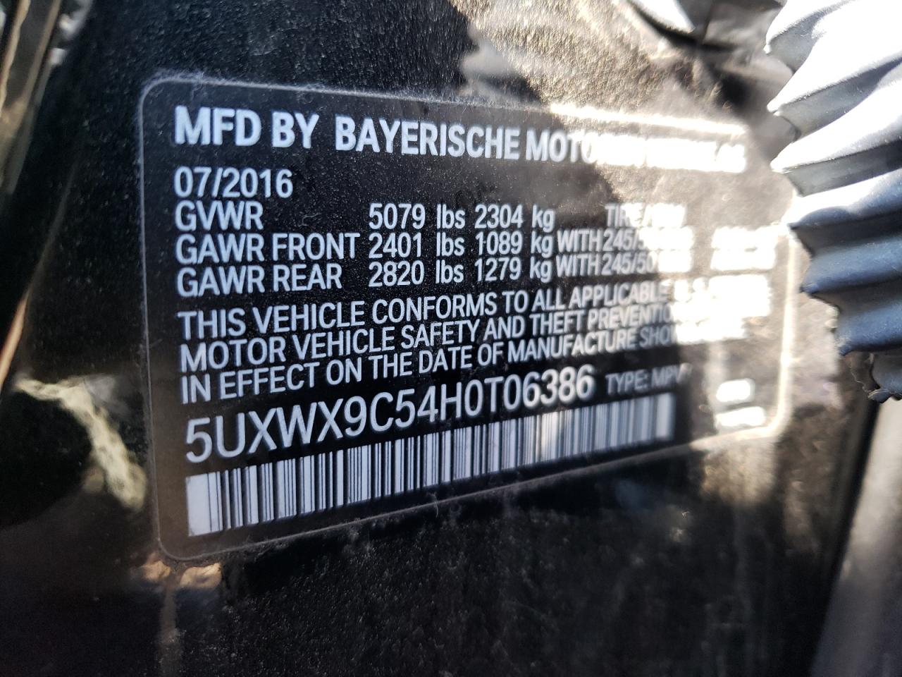 5UXWX9C54H0T06386 2017 BMW X3 xDrive28I