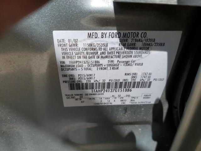 1FAHP24137G151886 2007 Ford Five Hundred Sel