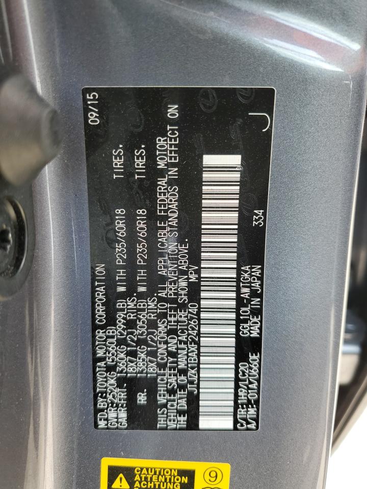 JTJZK1BAXF2426740 2015 Lexus Rx 350