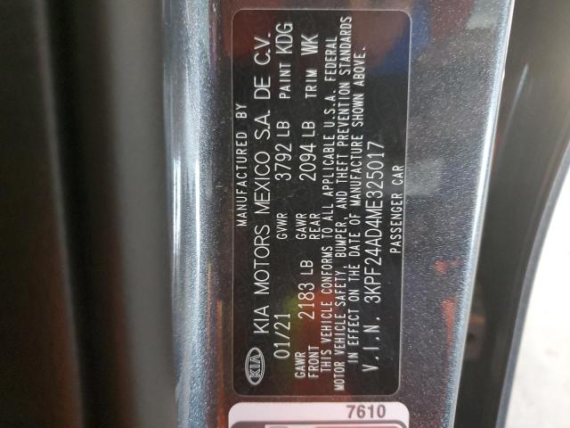 2021 Kia Forte Fe VIN: 3KPF24AD4ME325017 Lot: 56184014