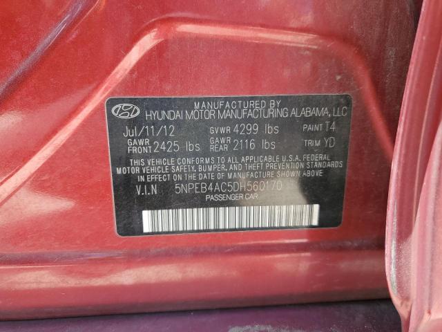 2013 Hyundai Sonata Gls VIN: 5NPEB4AC5DH560170 Lot: 53891534