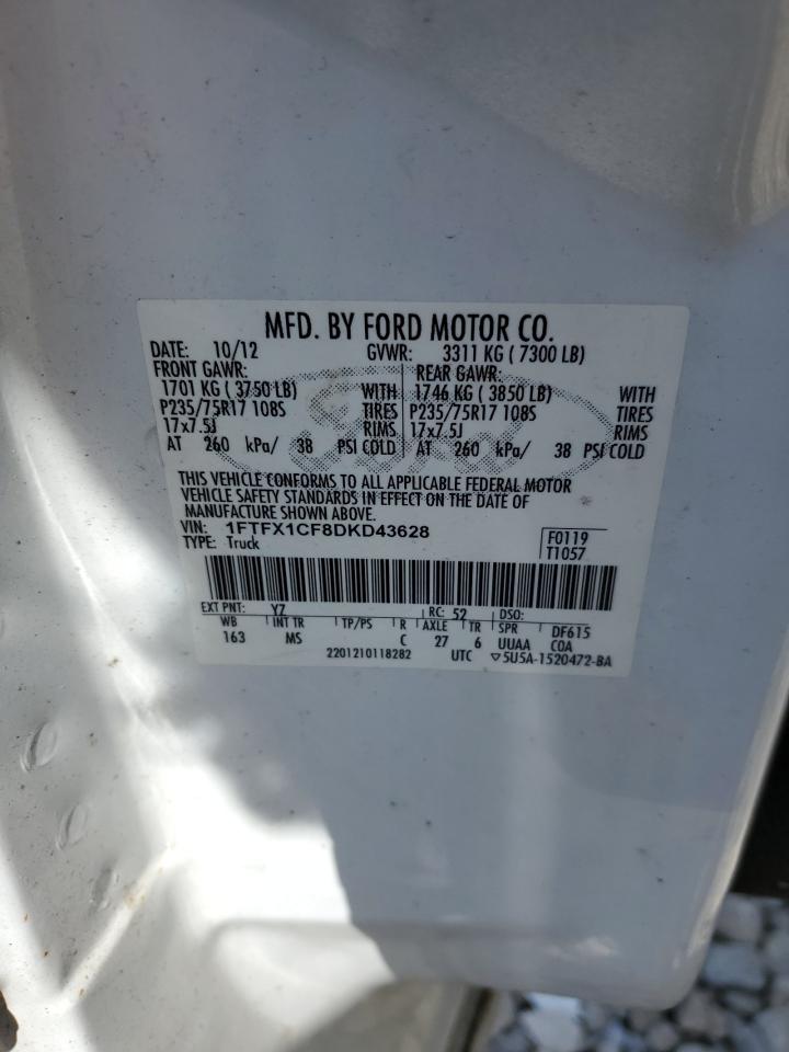 1FTFX1CF8DKD43628 2013 Ford F150 Super Cab