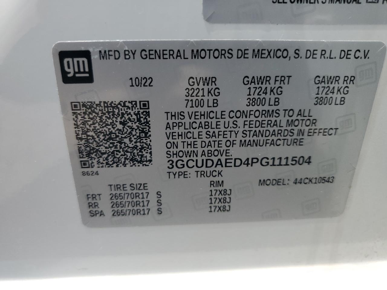 2023 Chevrolet Silverado K1500 vin: 3GCUDAED4PG111504