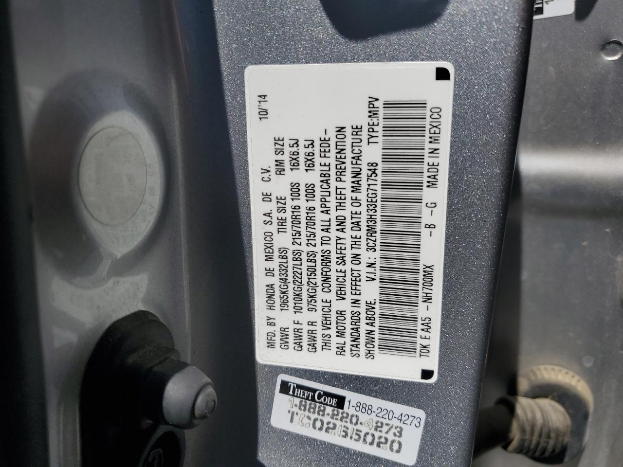 3CZRM3H33EG717548 2014 Honda Cr-V Lx